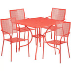 Ensemble de salle à manger carré en acier 5 pièces de 90 cm (35,5 pouces) pour intérieur et extérieur