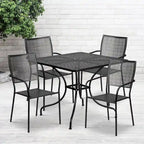 Ensemble de salle à manger carré en acier 5 pièces de 90 cm (35,5 pouces) pour intérieur et extérieur