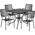 Ensemble de salle à manger carré en acier 5 pièces de 90 cm (35,5 pouces) pour intérieur et extérieur