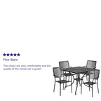 Ensemble de salle à manger carré en acier 5 pièces de 90 cm (35,5 pouces) pour intérieur et extérieur