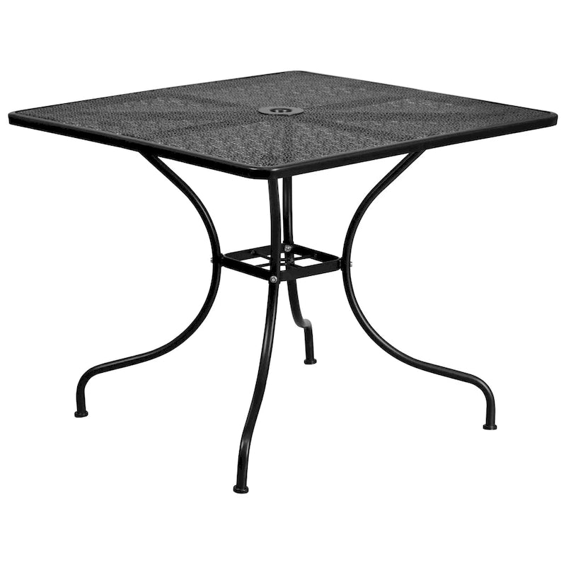 Ensemble de salle à manger carré en acier 5 pièces de 90 cm (35,5 pouces) pour intérieur et extérieur