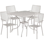 Ensemble de salle à manger carré en acier 5 pièces de 90 cm (35,5 pouces) pour intérieur et extérieur