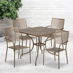 Ensemble de salle à manger carré en acier 5 pièces de 90 cm (35,5 pouces) pour intérieur et extérieur