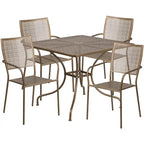 Ensemble de salle à manger carré en acier 5 pièces de 90 cm (35,5 pouces) pour intérieur et extérieur