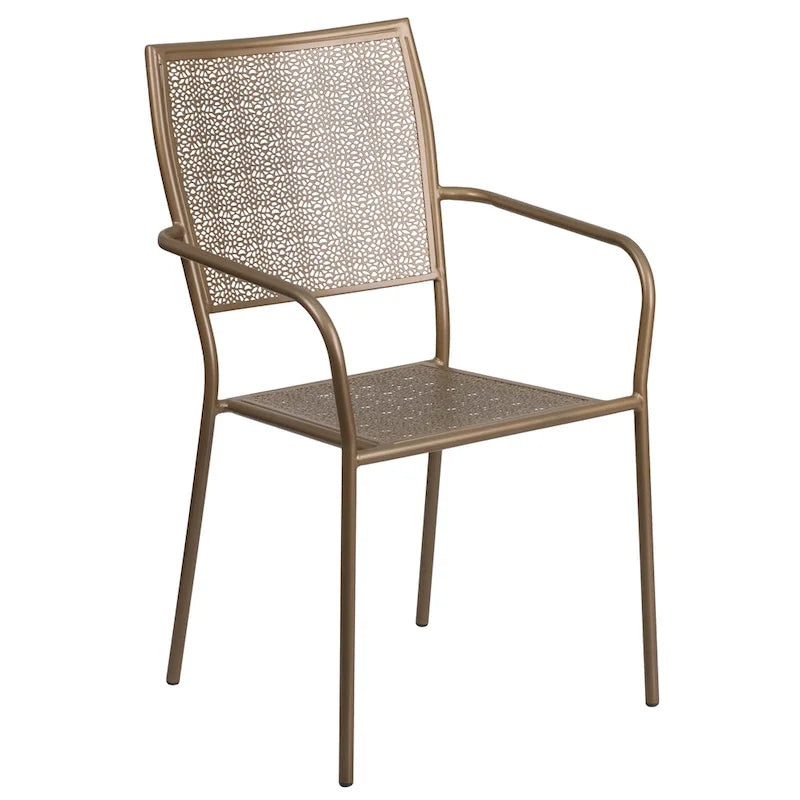 Ensemble de salle à manger carré en acier 5 pièces de 90 cm (35,5 pouces) pour intérieur et extérieur