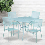 Ensemble de salle à manger carré en acier 5 pièces de 90 cm (35,5 pouces) pour intérieur et extérieur