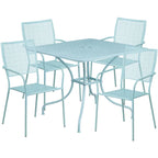 Ensemble de salle à manger carré en acier 5 pièces de 90 cm (35,5 pouces) pour intérieur et extérieur
