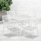 Ensemble de salle à manger carré en acier 5 pièces de 90 cm (35,5 pouces) pour intérieur et extérieur