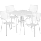 Ensemble de salle à manger carré en acier 5 pièces de 90 cm (35,5 pouces) pour intérieur et extérieur