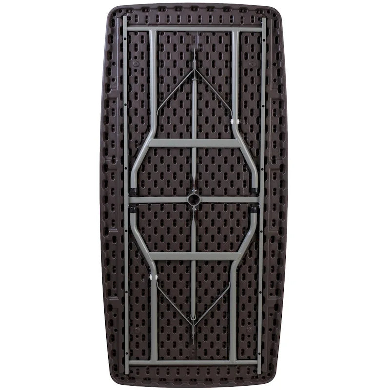 Table pliante en rotin et plastique de 1,71 m (5,62 pieds) pour intérieur et extérieur