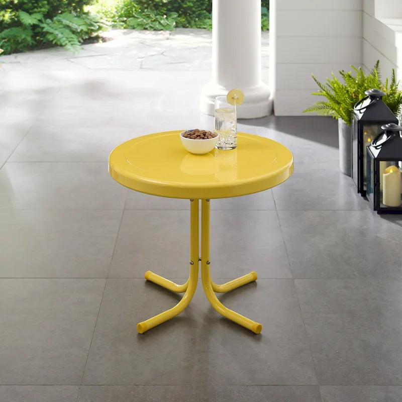 Table d'appoint rétro en métal jaune Crosley