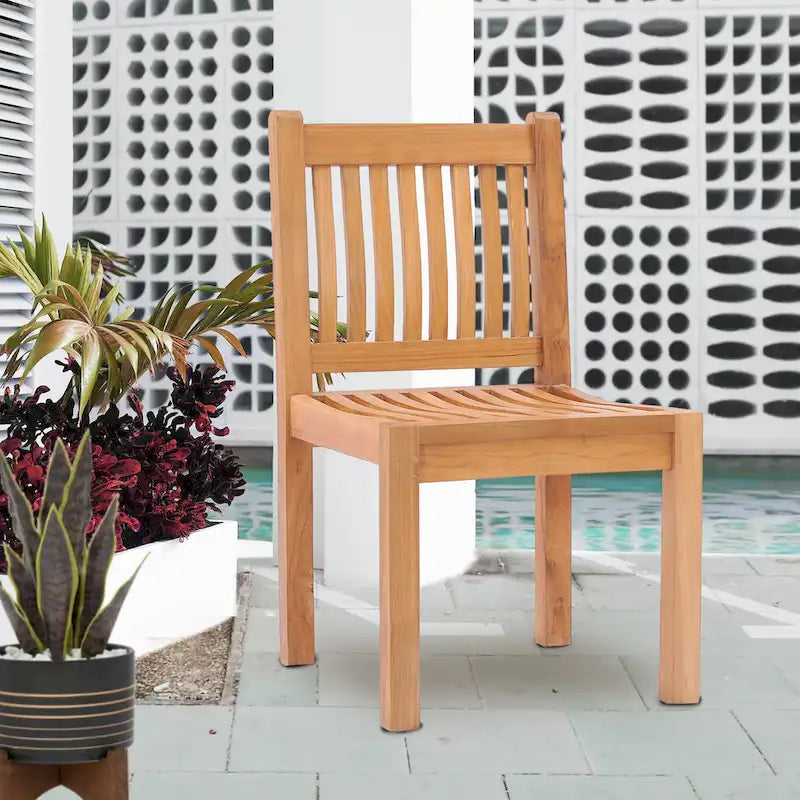 Chaise d'appoint Chic Teak Elzas en bois de teck pour salle à manger intérieure/extérieure