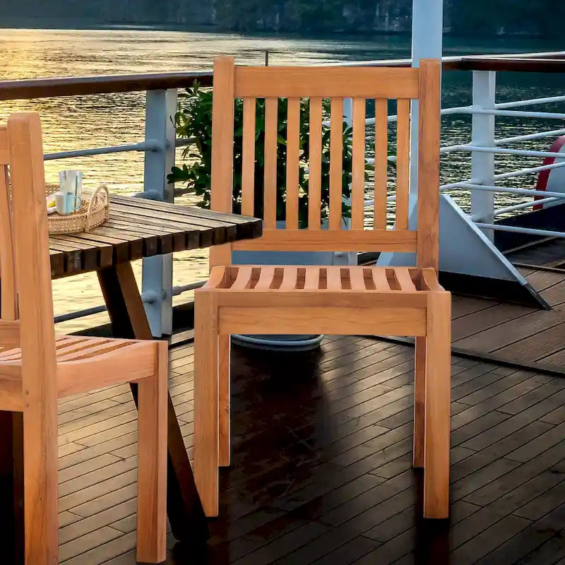 Chaise d'appoint Chic Teak Elzas en bois de teck pour salle à manger intérieure/extérieure