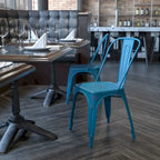 Distressed Metal Indoor-Outdoor Stackable Chair - Kitchen Furniture