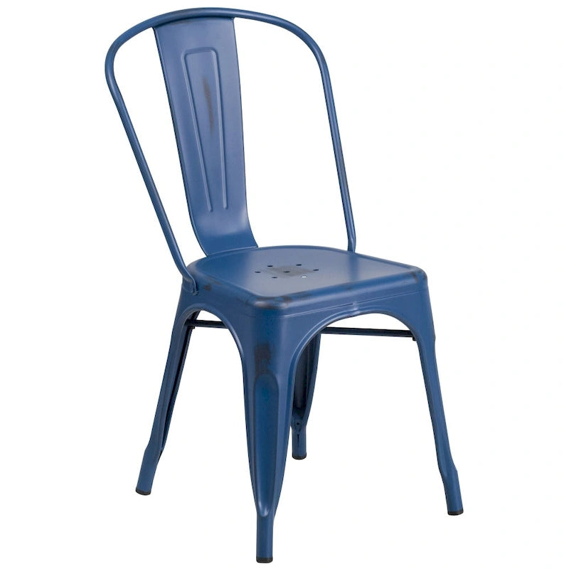 Chaise empilable en métal vieilli pour intérieur et extérieur - Mobilier de cuisine
