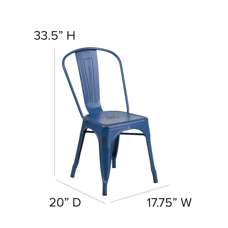 Chaise empilable en métal vieilli pour intérieur et extérieur - Mobilier de cuisine