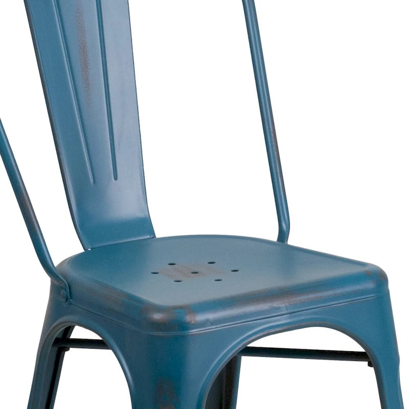 Chaise empilable en métal vieilli pour intérieur et extérieur - Mobilier de cuisine