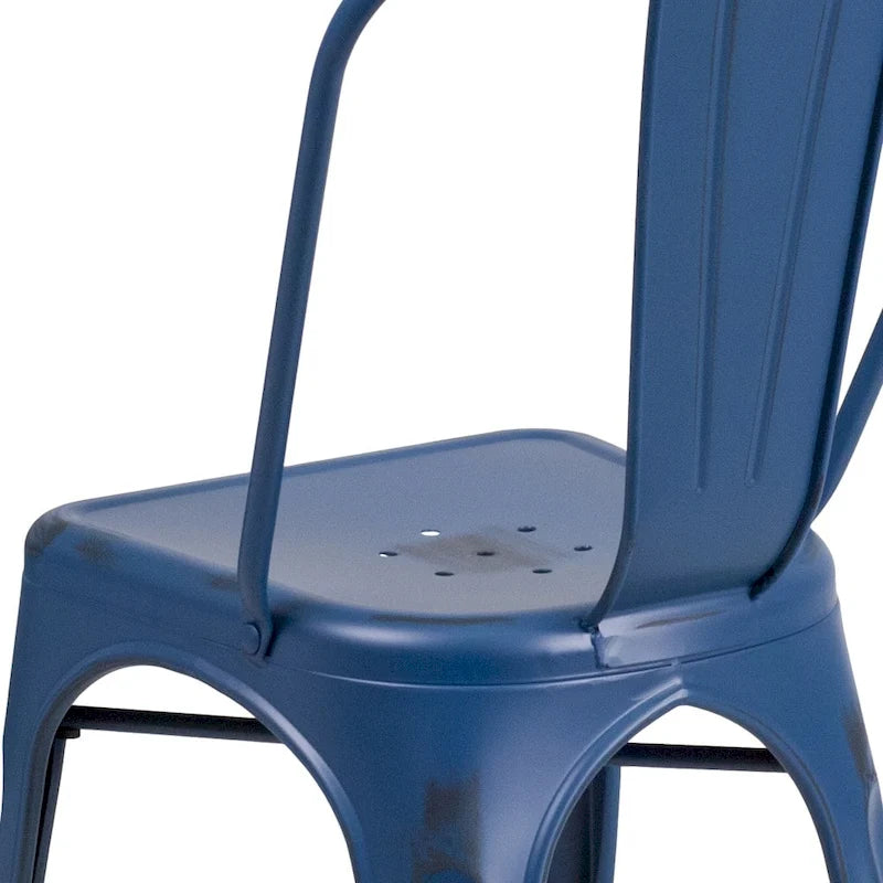 Chaise empilable en métal vieilli pour intérieur et extérieur - Mobilier de cuisine