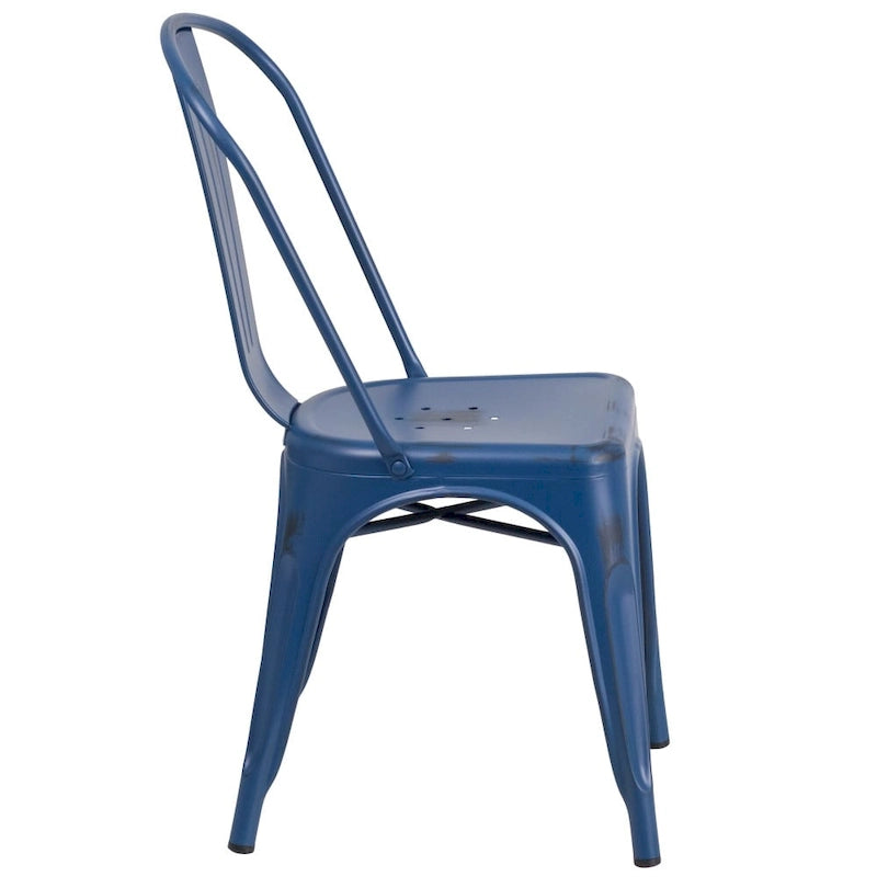 Chaise empilable en métal vieilli pour intérieur et extérieur - Mobilier de cuisine