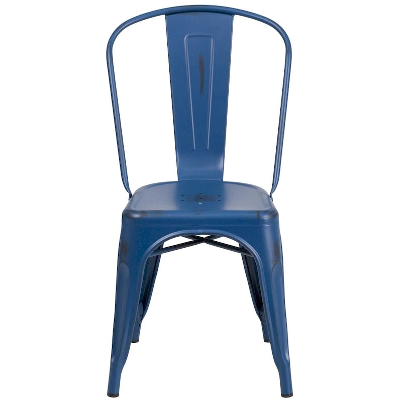 Chaise empilable en métal vieilli pour intérieur et extérieur - Mobilier de cuisine
