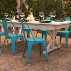 Chaise empilable en métal vieilli pour intérieur et extérieur - Mobilier de cuisine