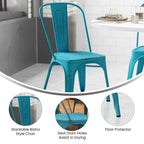Chaise empilable en métal vieilli pour intérieur et extérieur - Mobilier de cuisine