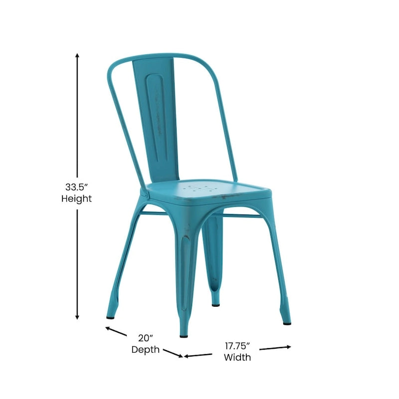 Chaise empilable en métal vieilli pour intérieur et extérieur - Mobilier de cuisine