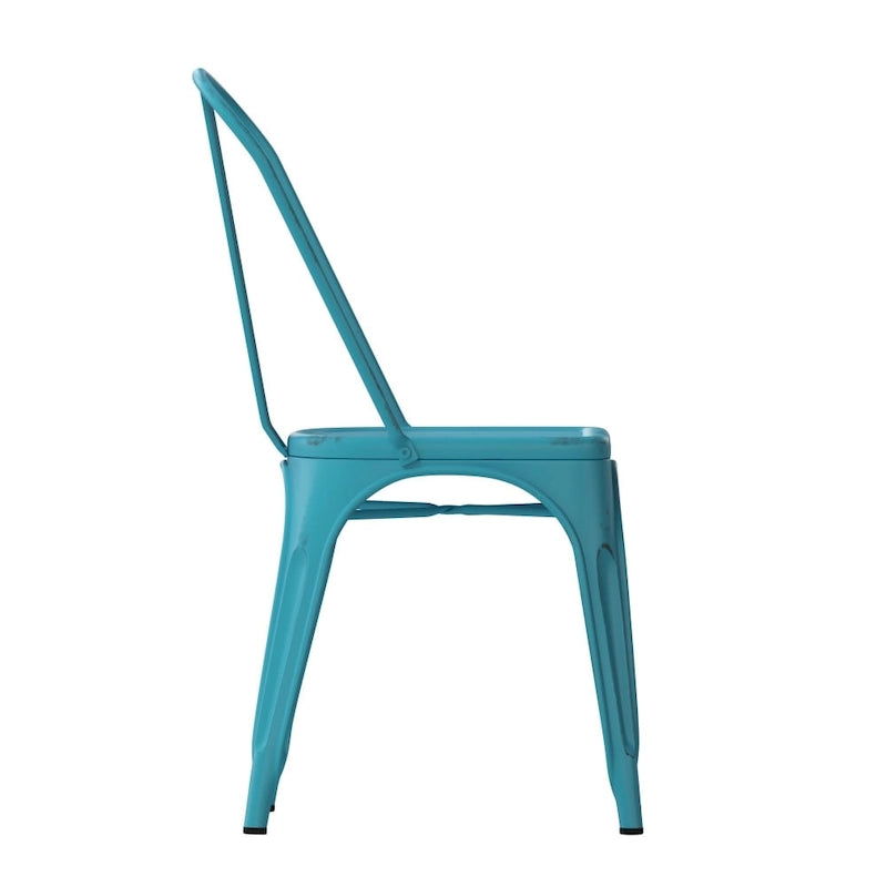 Chaise empilable en métal vieilli pour intérieur et extérieur - Mobilier de cuisine