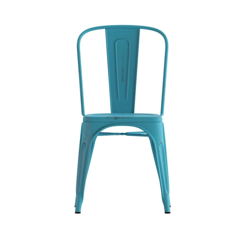 Chaise empilable en métal vieilli pour intérieur et extérieur - Mobilier de cuisine