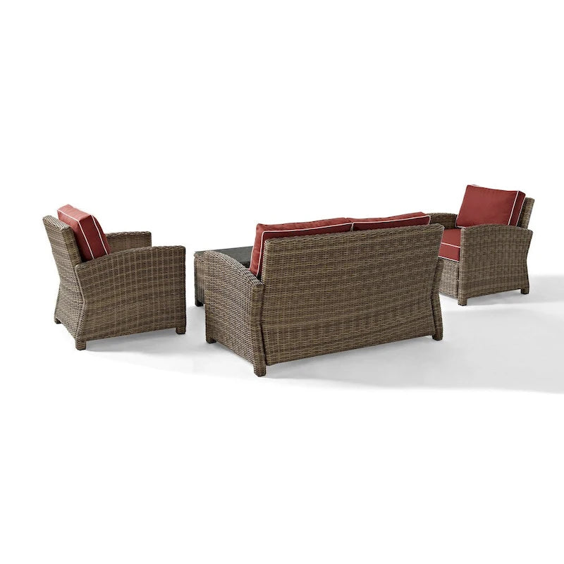 Ensemble de sièges d'extérieur en osier Crosley Bradenton 4 pièces avec coussins Sangria