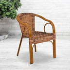 Rattan Bamboo-Aluminum Patio Chairs (Set of 3)