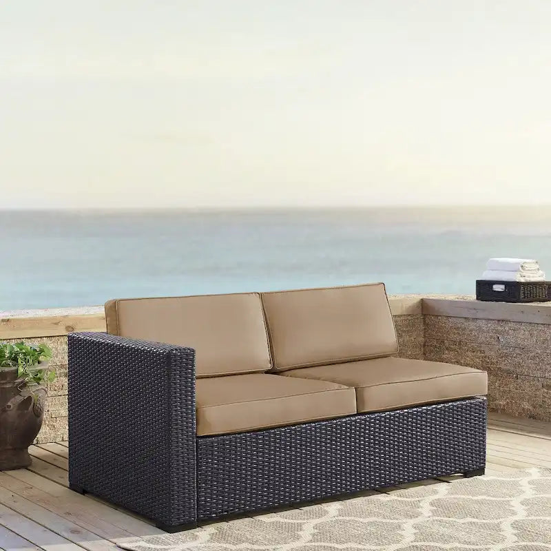 Crosley Biscayne Loveseat With Int. Arm with White Cushions