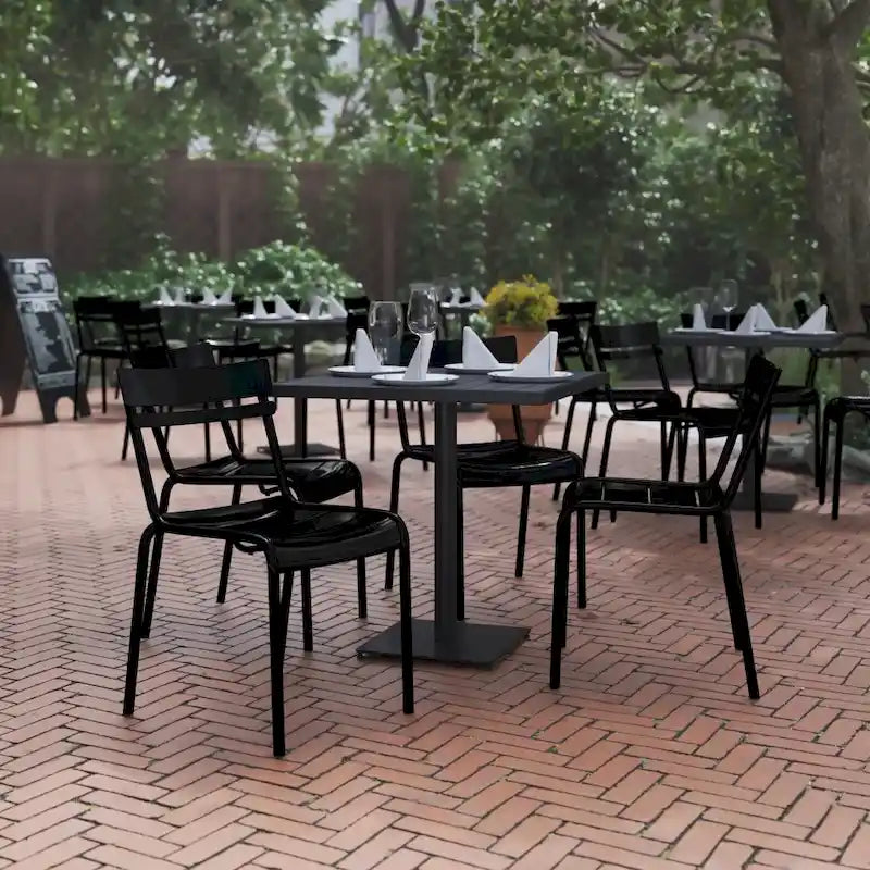 Tabourets de bar modernes à lattes métalliques de qualité commerciale pour intérieur/extérieur (ensemble de 4)