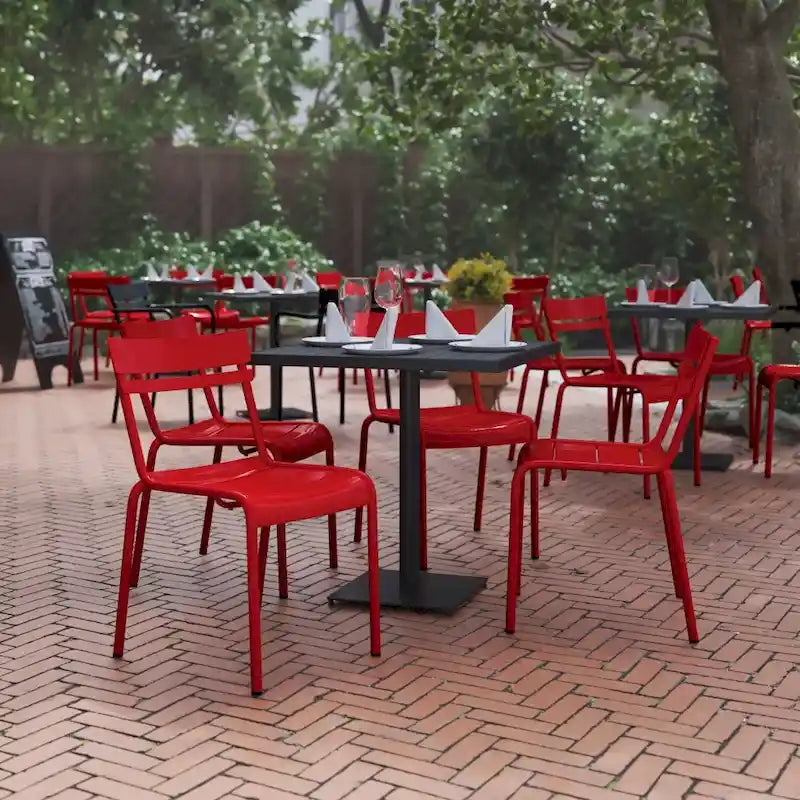 Tabourets de bar modernes à lattes métalliques de qualité commerciale pour intérieur/extérieur (ensemble de 4)