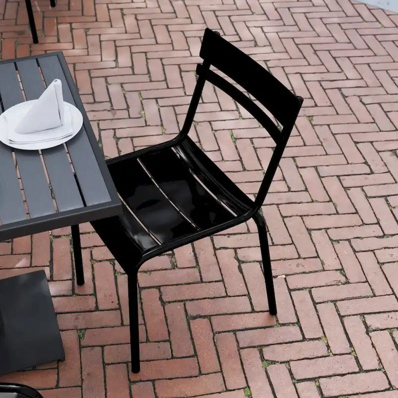 Tabourets de bar modernes à lattes métalliques de qualité commerciale pour intérieur/extérieur (ensemble de 4)