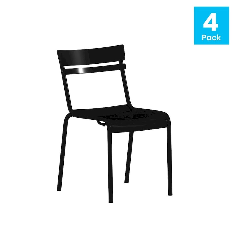 Tabourets de bar modernes à lattes métalliques de qualité commerciale pour intérieur/extérieur (ensemble de 4)