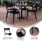 Tabourets de bar modernes à lattes métalliques de qualité commerciale pour intérieur/extérieur (ensemble de 4)