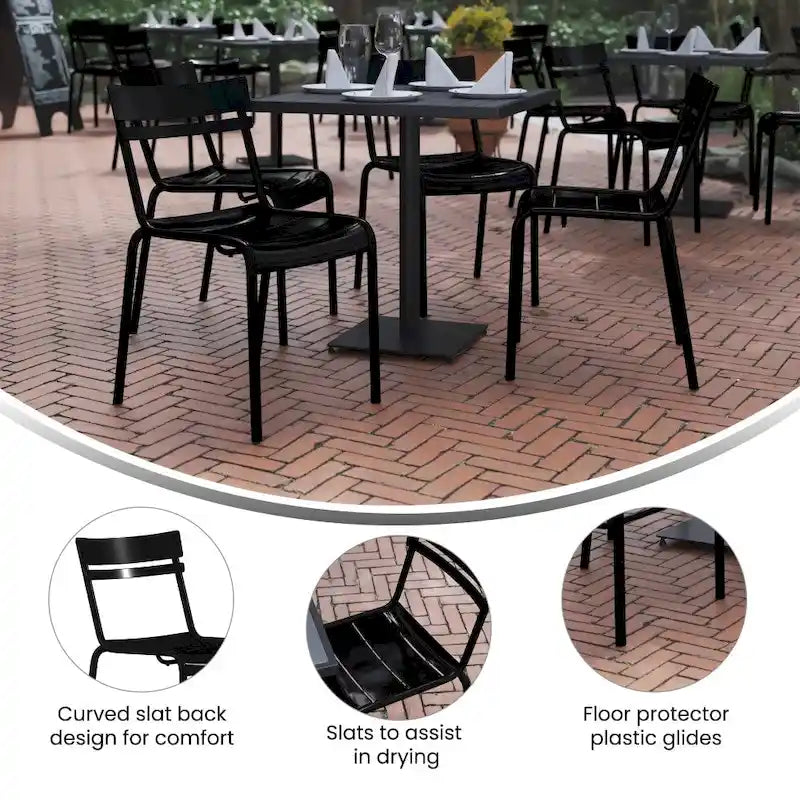 Tabourets de bar modernes à lattes métalliques de qualité commerciale pour intérieur/extérieur (ensemble de 4)