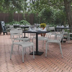 Tabourets de bar modernes à lattes métalliques de qualité commerciale pour intérieur/extérieur (ensemble de 4)