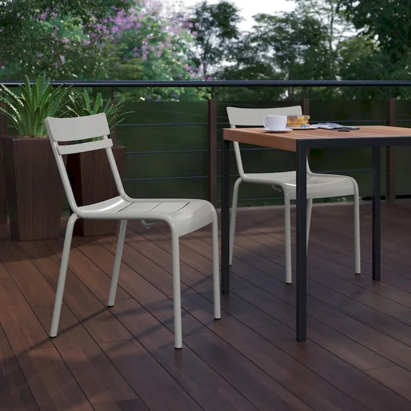 Tabourets de bar modernes à lattes métalliques de qualité commerciale pour intérieur/extérieur (ensemble de 4)