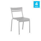 Tabourets de bar modernes à lattes métalliques de qualité commerciale pour intérieur/extérieur (ensemble de 4)