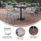 Tabourets de bar modernes à lattes métalliques de qualité commerciale pour intérieur/extérieur (ensemble de 4)