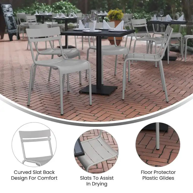 Tabourets de bar modernes à lattes métalliques de qualité commerciale pour intérieur/extérieur (ensemble de 4)
