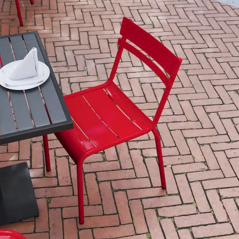 Tabourets de bar modernes à lattes métalliques de qualité commerciale pour intérieur/extérieur (ensemble de 4)