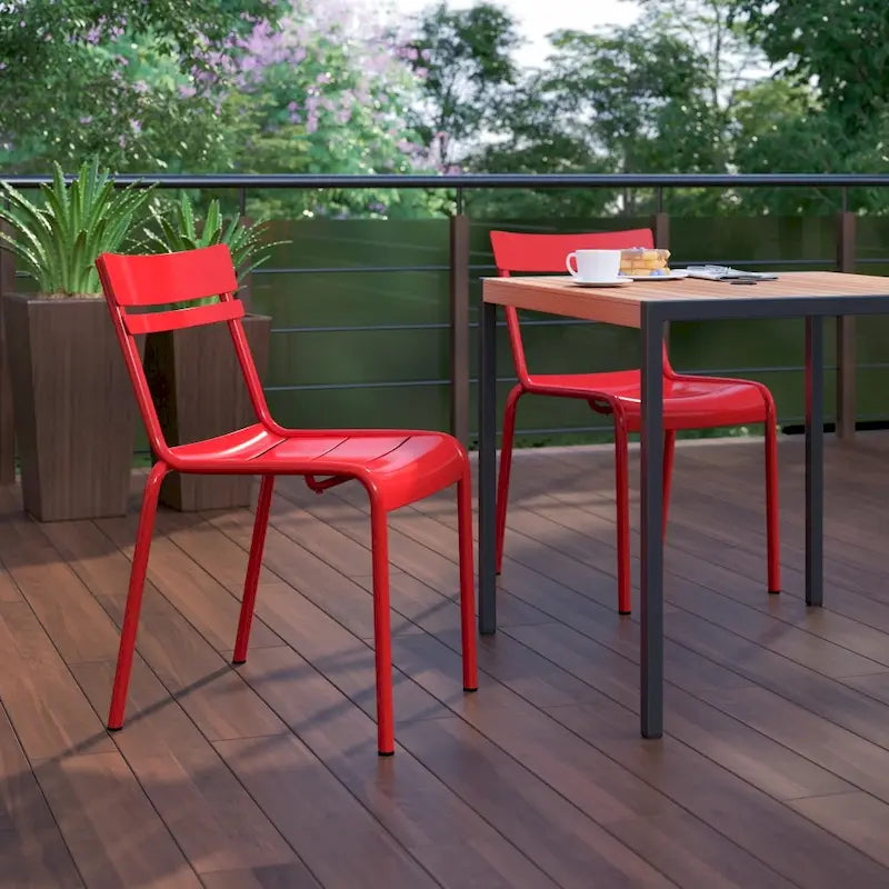 Tabourets de bar modernes à lattes métalliques de qualité commerciale pour intérieur/extérieur (ensemble de 4)