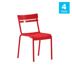 Tabourets de bar modernes à lattes métalliques de qualité commerciale pour intérieur/extérieur (ensemble de 4)