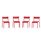 Tabourets de bar modernes à lattes métalliques de qualité commerciale pour intérieur/extérieur (ensemble de 4)
