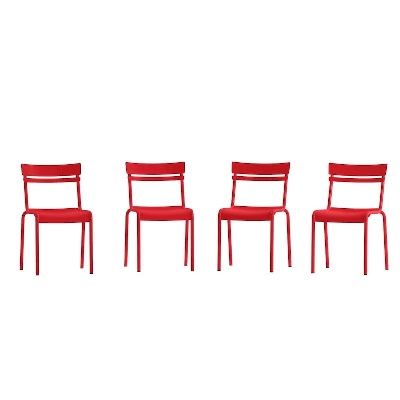 Tabourets de bar modernes à lattes métalliques de qualité commerciale pour intérieur/extérieur (ensemble de 4)