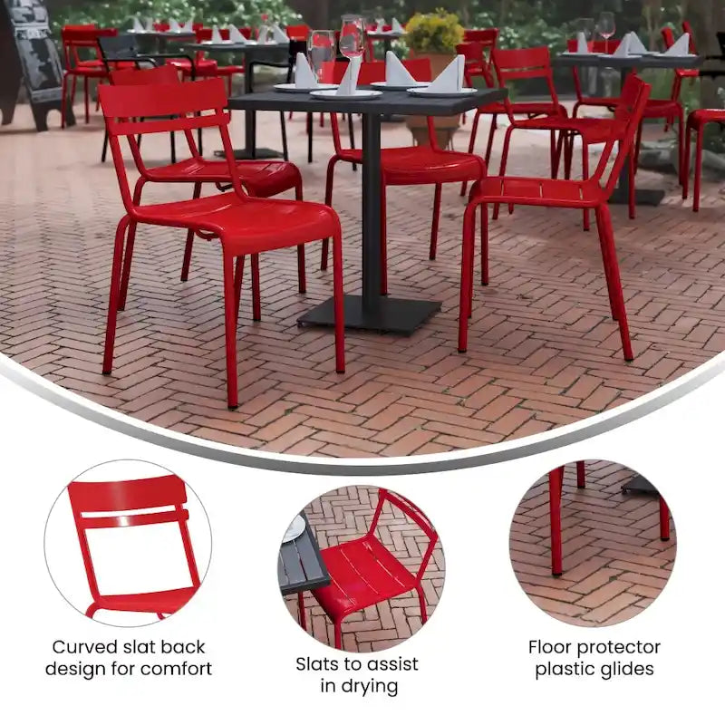 Tabourets de bar modernes à lattes métalliques de qualité commerciale pour intérieur/extérieur (ensemble de 4)