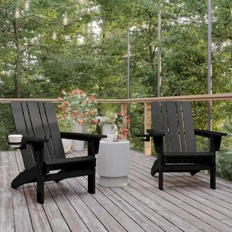 Ensemble de 2 chaises Adirondack commerciales tout temps avec porte-gobelets